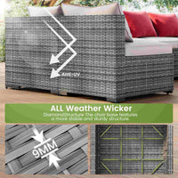 Sikaic Sofa 8PCS 7 Person Rattan Outdoor Sectional Sofa Seating Group Storage Table Set Red Beige Red Beige / Metal / Modern