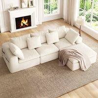 Sikaic Sofa Sikaic Modular Sectional Chenille Sofa with Reversible Chaise White White / Chenille / Modern
