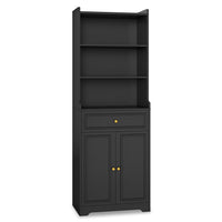 Sikaic Storage Cabinet 73.2 Inches Storage Cabinets with Doors and Drawer Black Black / Engineered Wood / Modern
