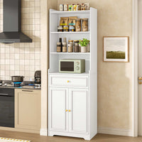 Sikaic Storage Cabinet 73.2 Inches Storage Cabinets with Doors and Drawer White White / Engineered Wood / Modern