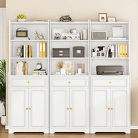 Sikaic Storage Cabinet 73.2 Inches Storage Cabinets with Doors and Drawer White White / Engineered Wood / Modern