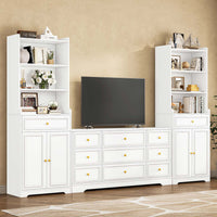 Sikaic Storage Cabinet 73.2 Inches Storage Cabinets with Doors and Drawer White White / Engineered Wood / Modern