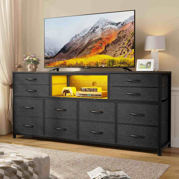black led dresser Ravenne 8-drawer Velvet Upholstered Cabinet it fits seamlessly into living rooms Sikaic Dresser Wide Dresser with