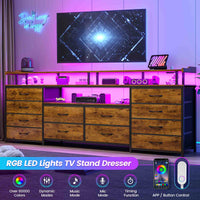 Sikaic TV Stands 63 inch LED TV Stand Dresser Brown Brown / Engineered Wood / Modern