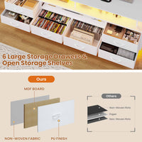 Sikaic TV Stands TV Stand with LED Lights and Power Outlets White White / Engineered Wood / Modern
