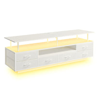 Sikaic TV Stands TV Stand with LED Lights and Power Outlets White White / Engineered Wood / Modern