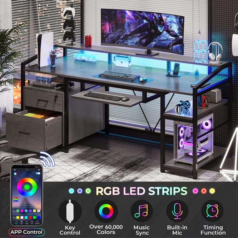 Transform Your Gaming Setup with this 63-Inch LED Desk