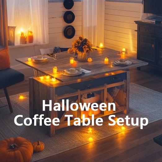 Halloween Lift Top Coffee Table Setup: Crafting an Air of Mystery