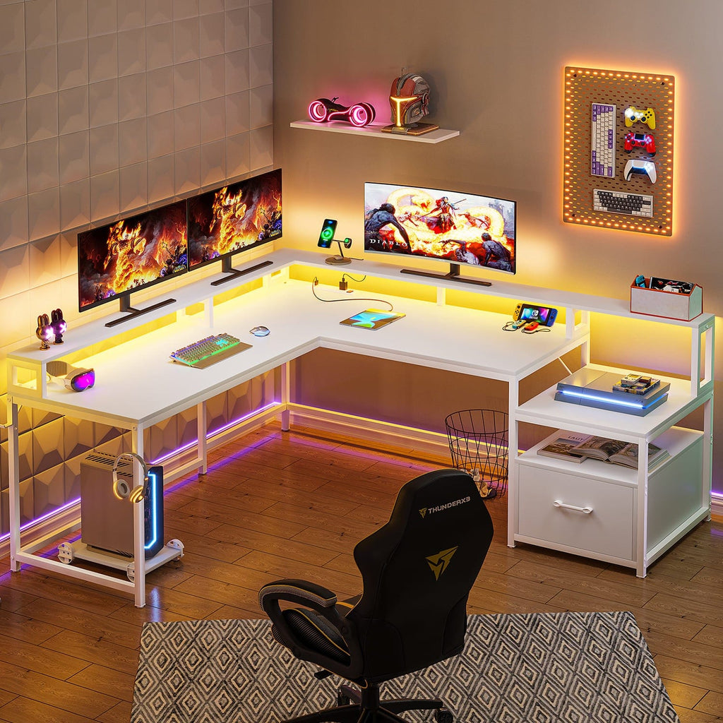 Small Room Gaming Setup Ideas: How sikaic’s 66 Inches L Shaped Desk Fits 3 Monitors