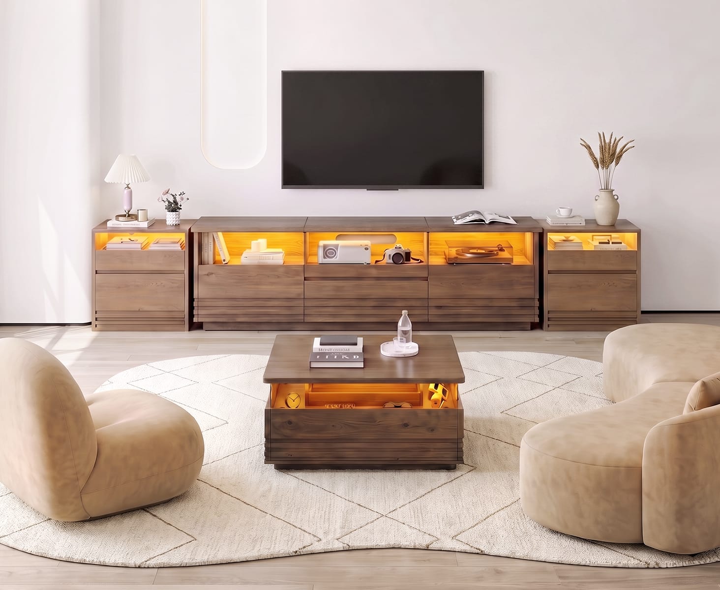 Sikaic Ridge & Glass Collection Living Room Set