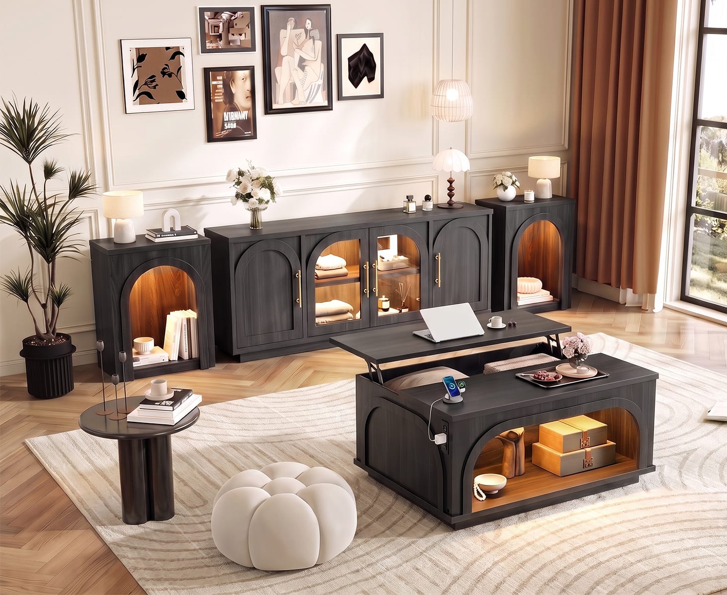 Sikaic Arched Design Modern Living Room Furniture Set