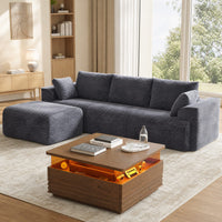 Sikaic 2-Piece Set 2-Piece Set— Dark gray cloud sofa and a brown coffee table Dark Grey/Brown / Corduroy/Engineered Wood / Modern