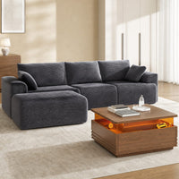 Sikaic 2-Piece Set 2-Piece Set— Dark gray cloud sofa and a brown coffee table Dark Grey/Brown / Corduroy/Engineered Wood / Modern