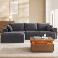 Sikaic 2-Piece Set 2-Piece Set— Dark gray cloud sofa and a brown coffee table Dark Grey/Brown / Corduroy/Engineered Wood / Modern