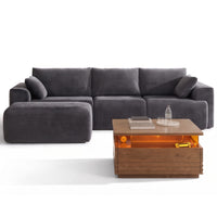 Sikaic 2-Piece Set 2-Piece Set— Dark gray cloud sofa and a brown coffee table Dark Grey/Brown / Corduroy/Engineered Wood / Modern