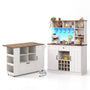 Sikaic 2-Piece Set Sikaic Kitchen Island and Coffee Bar Set with LED Lighting White White / Alloy Steel & Engineered Wood / Farmhouse