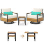 Sikaic 3 Piece Patio Set 3 Piece Outdoor Patio Furniture Set with 360° Swivel Armchair Accent Chair, Thick Cushion and Sliding Table Beige Beige / Engineered Wood / Modern