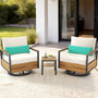 Sikaic 3 Piece Patio Set 3 Piece Outdoor Patio Furniture Set with 360° Swivel Armchair Accent Chair, Thick Cushion and Sliding Table Beige Beige / Engineered Wood / Modern