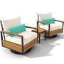 Sikaic 3 Piece Patio Set 3 Piece Outdoor Patio Furniture Set with 360° Swivel Armchair Accent Chair, Thick Cushion and Sliding Table Beige Beige / Engineered Wood / Modern