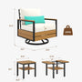 Sikaic 3 Piece Patio Set 3 Piece Outdoor Patio Furniture Set with 360° Swivel Armchair Accent Chair, Thick Cushion and Sliding Table Beige Beige / Engineered Wood / Modern