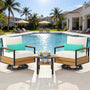 Sikaic 3 Piece Patio Set 3 Piece Outdoor Patio Furniture Set with 360° Swivel Armchair Accent Chair, Thick Cushion and Sliding Table Beige Beige / Engineered Wood / Modern