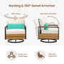 Sikaic 3 Piece Patio Set 3 Piece Outdoor Patio Furniture Set with 360° Swivel Armchair Accent Chair, Thick Cushion and Sliding Table Beige Beige / Engineered Wood / Modern