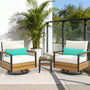 Sikaic 3 Piece Patio Set 3 Piece Outdoor Patio Furniture Set with 360° Swivel Armchair Accent Chair, Thick Cushion and Sliding Table Beige Beige / Engineered Wood / Modern
