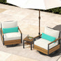 Sikaic 3 Piece Patio Set 3 Piece Outdoor Patio Furniture Set with 360° Swivel Armchair Accent Chair, Thick Cushion and Sliding Table Beige Beige / Engineered Wood / Modern