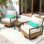 Sikaic 3 Piece Patio Set 3 Piece Outdoor Patio Furniture Set with 360° Swivel Armchair Accent Chair, Thick Cushion and Sliding Table Beige Beige / Engineered Wood / Modern