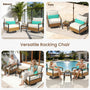 Sikaic 3 Piece Patio Set 3 Piece Outdoor Patio Furniture Set with 360° Swivel Armchair Accent Chair, Thick Cushion and Sliding Table Beige Beige / Engineered Wood / Modern