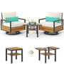 Sikaic 3 Piece Patio Set 3 Piece Outdoor Patio Furniture Set with 360° Swivel Armchair Accent Chair, Thick Cushion and Sliding Table Beige Beige / Engineered Wood / Modern