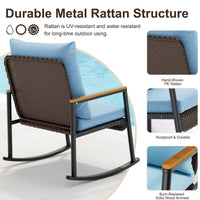 Sikaic 3 Piece Patio Set 3 Piece Patio Furniture Set with Thick Cushions and 2-Tier Glass Coffee Table Lake Blue Lake Blue / Rattan / Modern