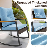 Sikaic 3 Piece Patio Set 3 Piece Patio Furniture Set with Thick Cushions and 2-Tier Glass Coffee Table Lake Blue Lake Blue / Rattan / Modern
