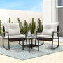 Sikaic 3 Piece Patio Set 3 Piece Patio Furniture Set with Thick Cushions and 2-Tier Glass Coffee Table White White / Rattan / Modern