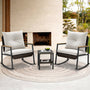 Sikaic 3 Piece Patio Set 3 Piece Patio Furniture Set with Thick Cushions and 2-Tier Glass Coffee Table White White / Rattan / Modern