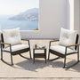Sikaic 3 Piece Patio Set 3 Piece Patio Furniture Set with Thick Cushions and 2-Tier Glass Coffee Table White White / Rattan / Modern
