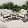 Sikaic 3 Piece Patio Set 3 Piece Patio Furniture Set with Thick Cushions and 2-Tier Glass Coffee Table White White / Rattan / Modern