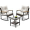 Sikaic 3 Piece Patio Set 3 Piece Patio Furniture Set with Thick Cushions and 2-Tier Glass Coffee Table White White / Rattan / Modern