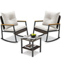 Sikaic 3 Piece Patio Set 3 Piece Patio Furniture Set with Thick Cushions and 2-Tier Glass Coffee Table White White / Rattan / Modern