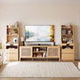 Sikaic 3-Piece Set Sikaic Rattan Boho TV Stand and Modular Nightstand Set Natural Natural / Engineered Wood / Bohemian
