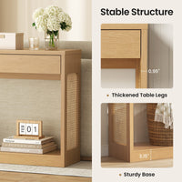 Sikaic 3-Piece Set Rattan Console Table and Corner Nightstand Set Natural Oak Natural / Engineered Wood / Modern
