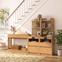 Sikaic 3-Piece Set Rattan Console Table and Corner Nightstand Set Natural Oak Natural / Engineered Wood / Modern