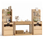 Sikaic 3-Piece Set Rattan Console Table and Corner Nightstand Set Natural Oak Natural / Engineered Wood / Modern