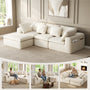 Sikaic 3-Piece Sofa Set — White sofa plus two natural-colored side tables.