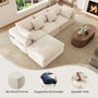 Sikaic 3-Piece Sofa Set — White sofa plus two natural-colored side tables.
