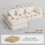 Sikaic 3-Piece Sofa Set — White sofa plus two natural-colored side tables.