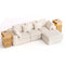 Sikaic 3-Piece Sofa Set — White sofa plus two natural-colored side tables.