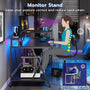 Sikaic 70.8'' Large PC Gamer Gaming Desk with LED Lights Storage Shelves Monitor Stand Power Outlets and Cup Holder Black