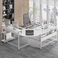 Sikaic 68.9" L Shaped Corner Computer Desk with  Tiltable Drawing Desktop White