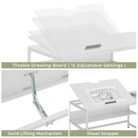 Sikaic 68.9" L Shaped Corner Computer Desk with  Tiltable Drawing Desktop White